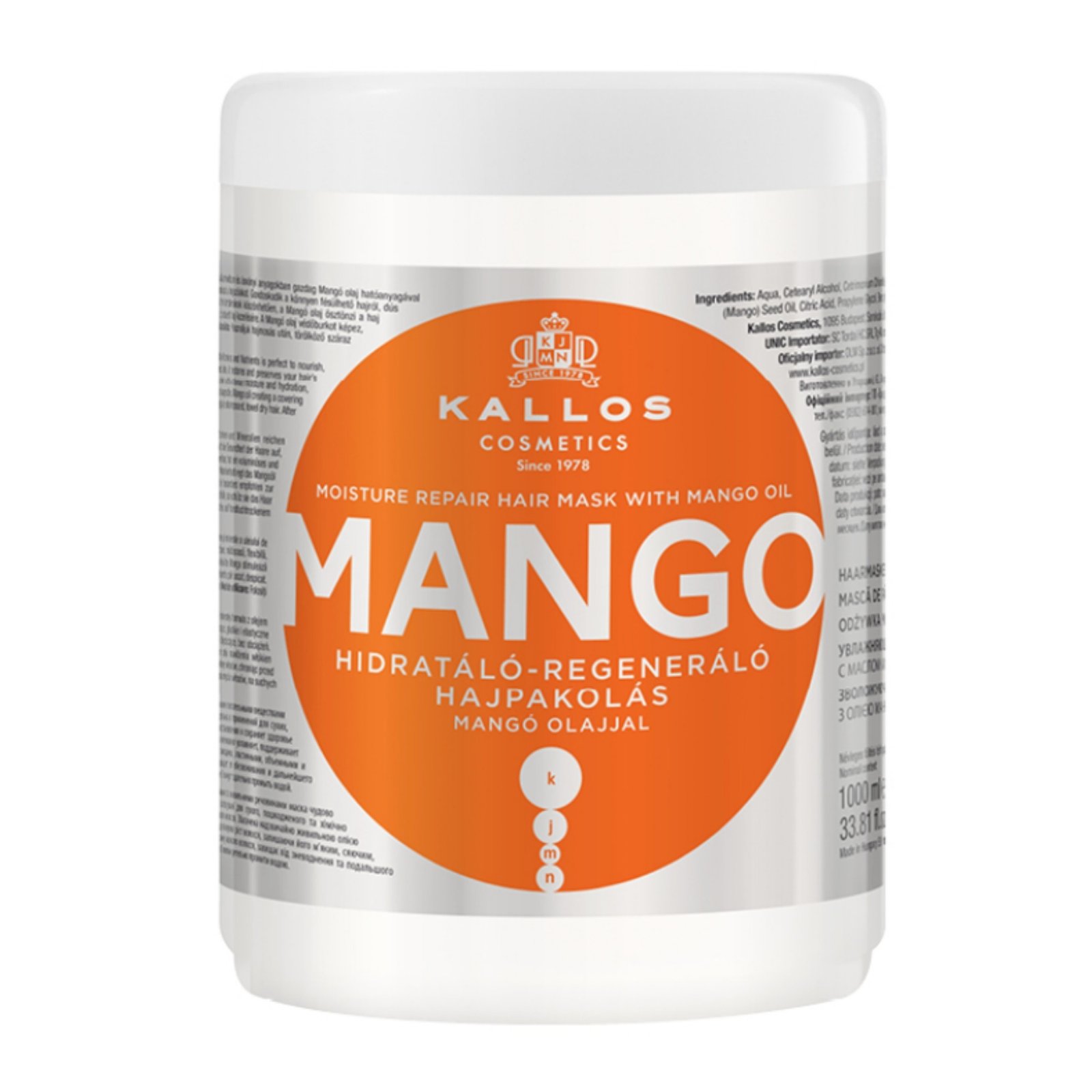 Kallos Mango Moisture Repair Hair Mask 1000ml - FeelDazzling