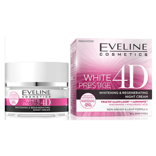 Eveline White Prestige 4D Night Cream Whitening & Regenerating with Hyaluronic Acid 50ml