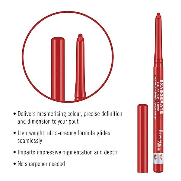 Rimmel Exaggerate Full Colour Lip Liner Pencil 0.25g - Image 6