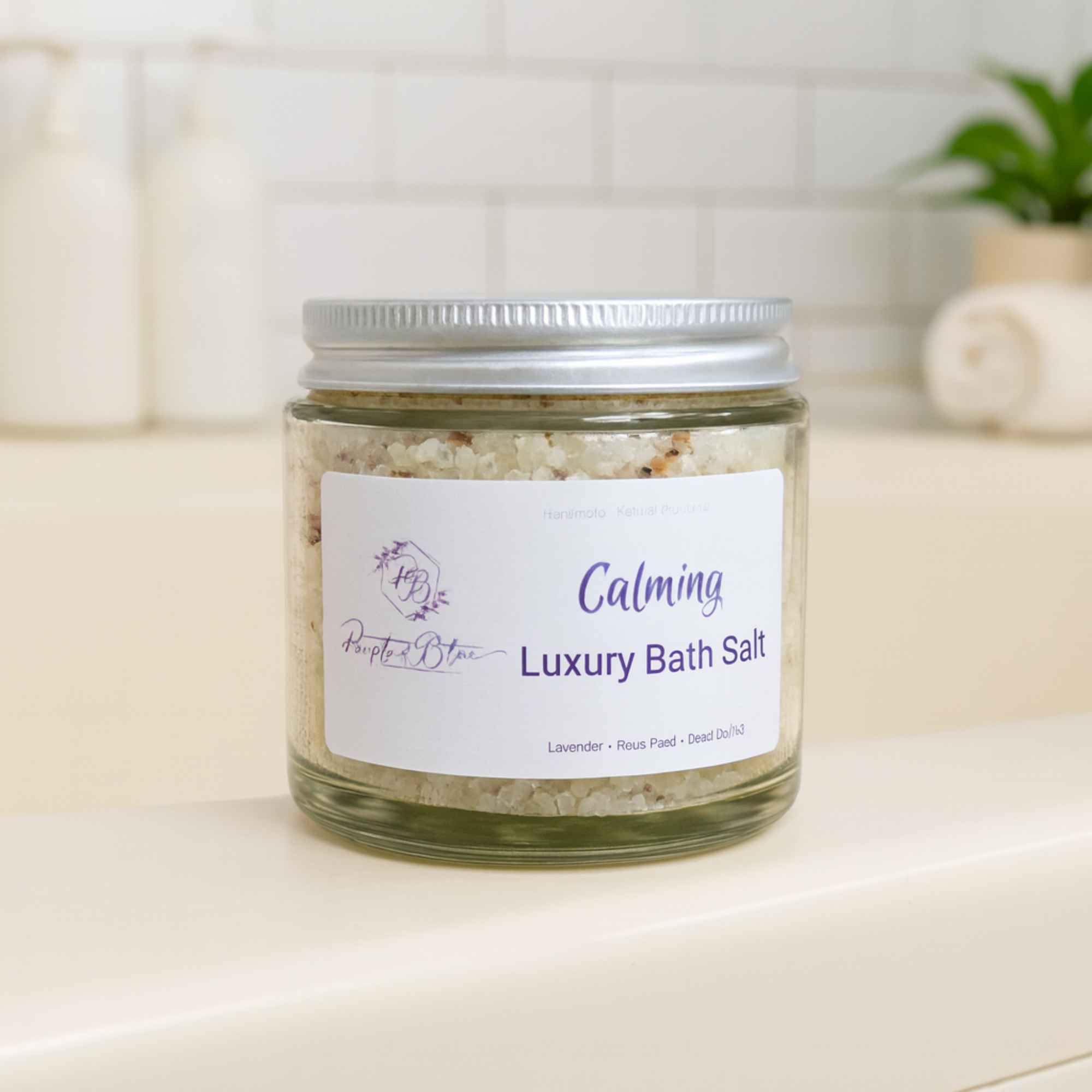 Luxury Calming Natural Lavender and Rose Bath Salts Handmade Purple and Blue 125g - Image 5