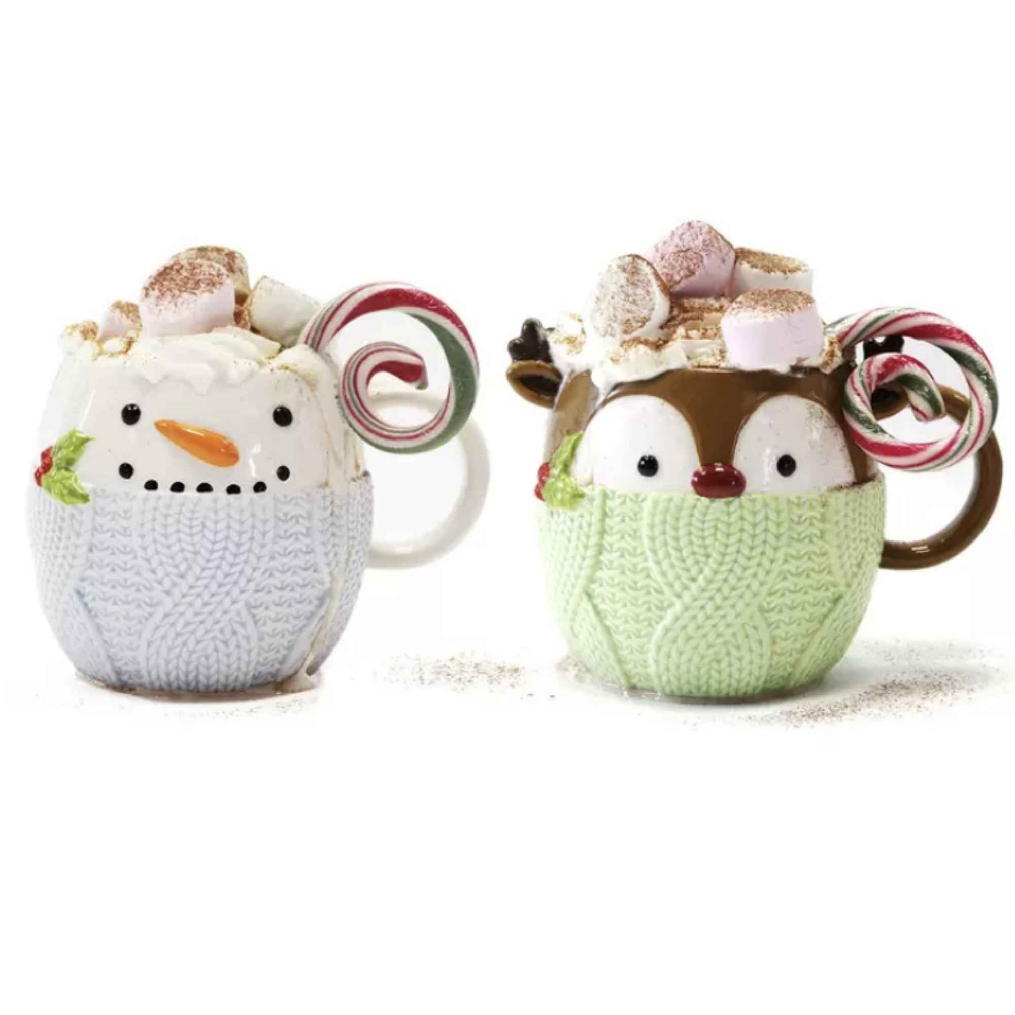 Christmas Snowman & Reindeer Hot Chocolate Mug Set - Image 2
