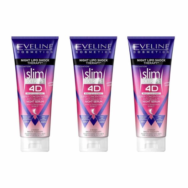 Eveline Slim Extreme 4D Super Concentrated Anti Cellulite Night Serum 250ml x 3 Bundle Expiry date: 25/02/2025