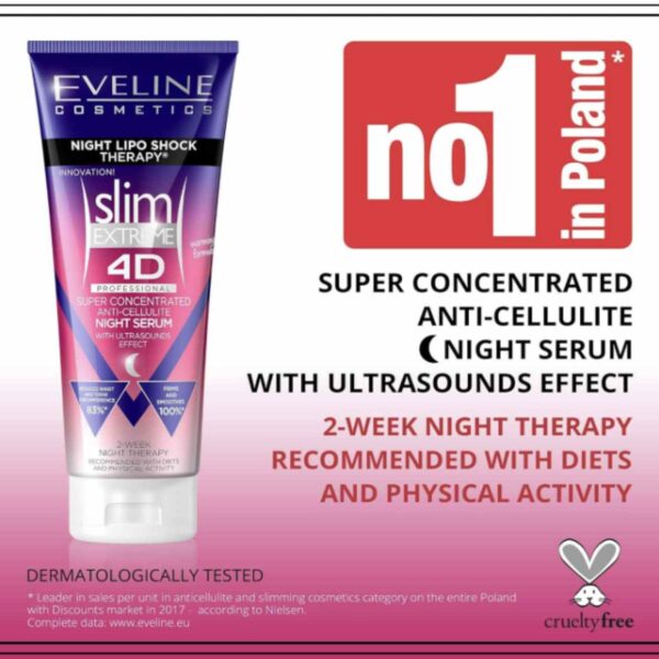 4 x Eveline Slim Extreme 4D Super Concentrated Anti Cellulite Night Serum 250ml Bundle Expiry date: 25/02/2025 - Image 4