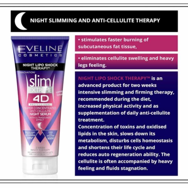 4 x Eveline Slim Extreme 4D Super Concentrated Anti Cellulite Night Serum 250ml Bundle Expiry date: 25/02/2025 - Image 3