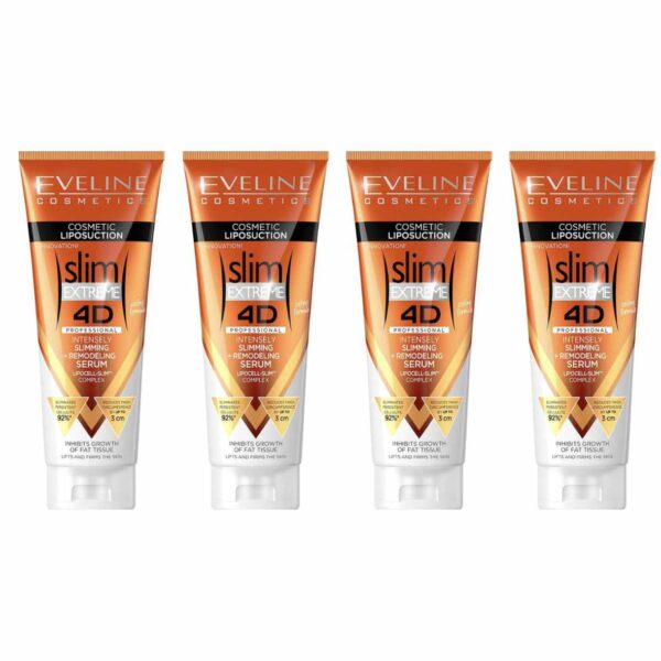 4 x Eveline Slim Extreme 4D Intensely Slimming & Remodeling Serum 250ml Bundle Expiry date: 09/03/2025