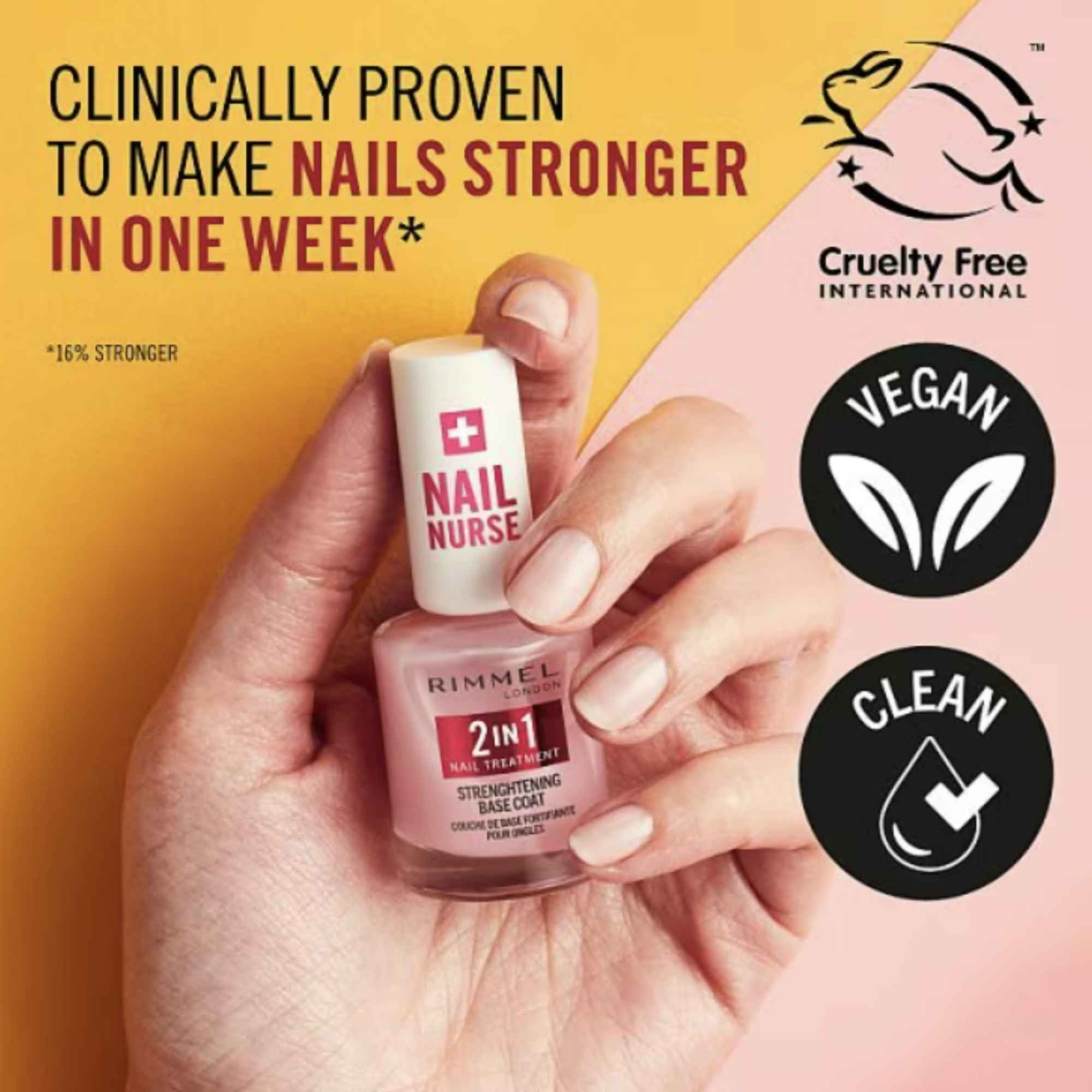 Rimmel Nail Nurse 2 in 1 Nail Treatment Strengthening Base Coat 12ml - Image 4