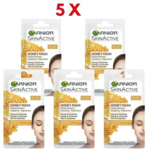 5 x Garnier Skin Active Honey & Ceramide Repairing Face Mask 8ml