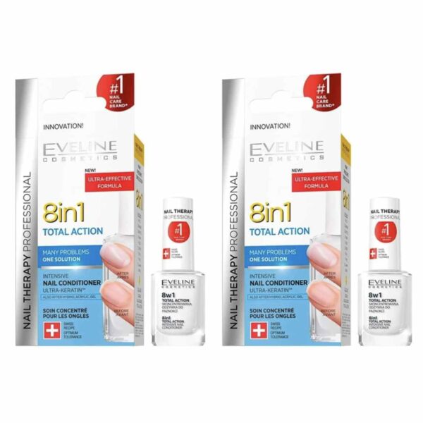 Eveline 8in1 Total Action Intensive Nail Conditioner Strengthener 2x12ml