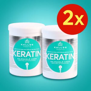 2 x Kallos Keratin Hair Mask with Keratin and Milk Protein 1000ml BUNDLE