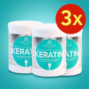 3 x Kallos Keratin Hair Mask with Keratin and Milk Protein 1000ml BUNDLE