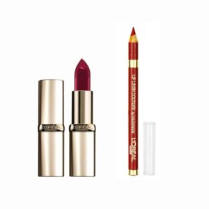 L'Oreal Color Riche Lipstick 335 Carmin St German & Couture Lip Liner 461 Scarlet Rouge Bundle Set