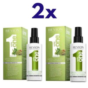 2x Revlon Uniq One All in One Hair Treatment Green Tea for Damaged Hair 150ml