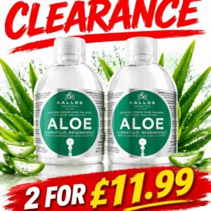 2 X Kallos Aloe Shampoo Moisture Repair Shine with Aloe Vera Extract 1000ml BUNDLE