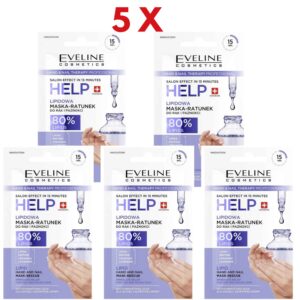 5 x Eveline Help Lipid Hand and Nail Mask-Rescue for Dry and Rough Skin 7ml Bundle
