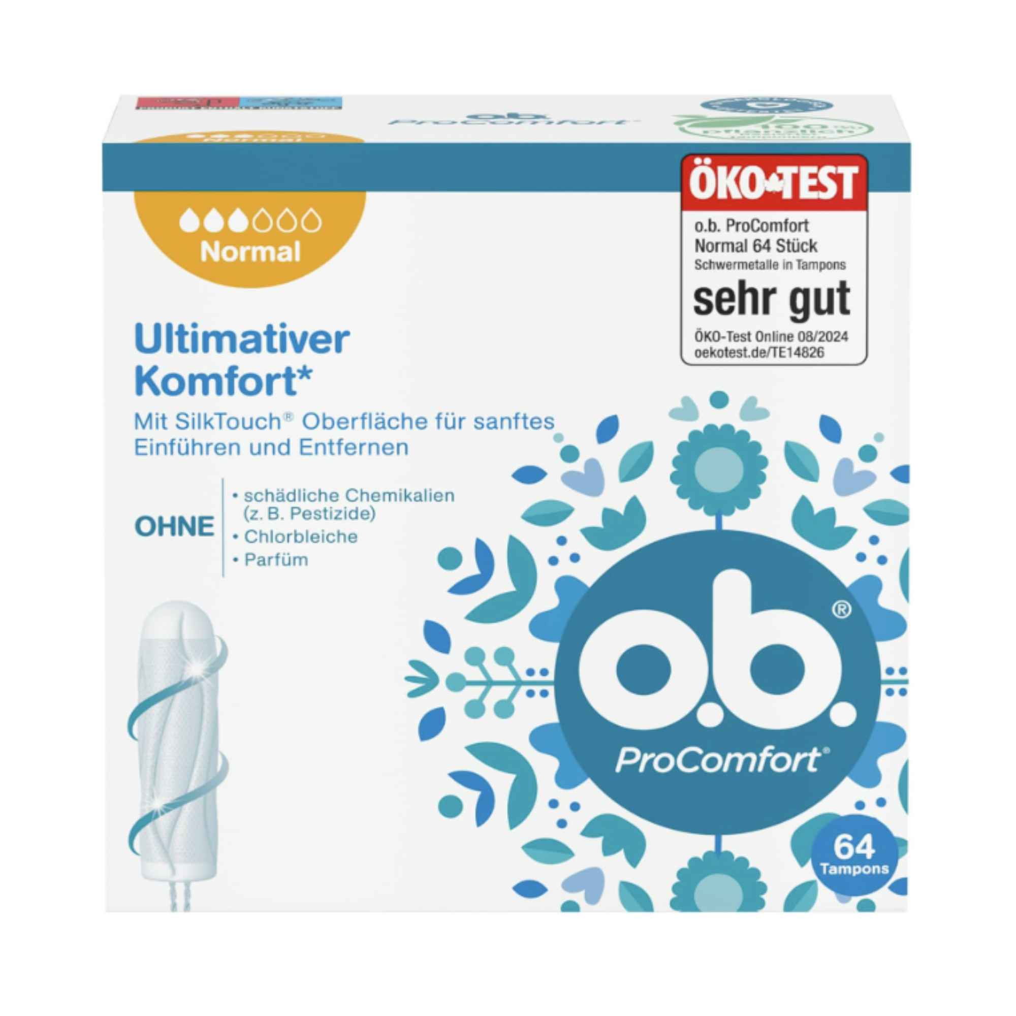 O.B. ProComfort Tampons Normal with SilkTouch 64 PCS