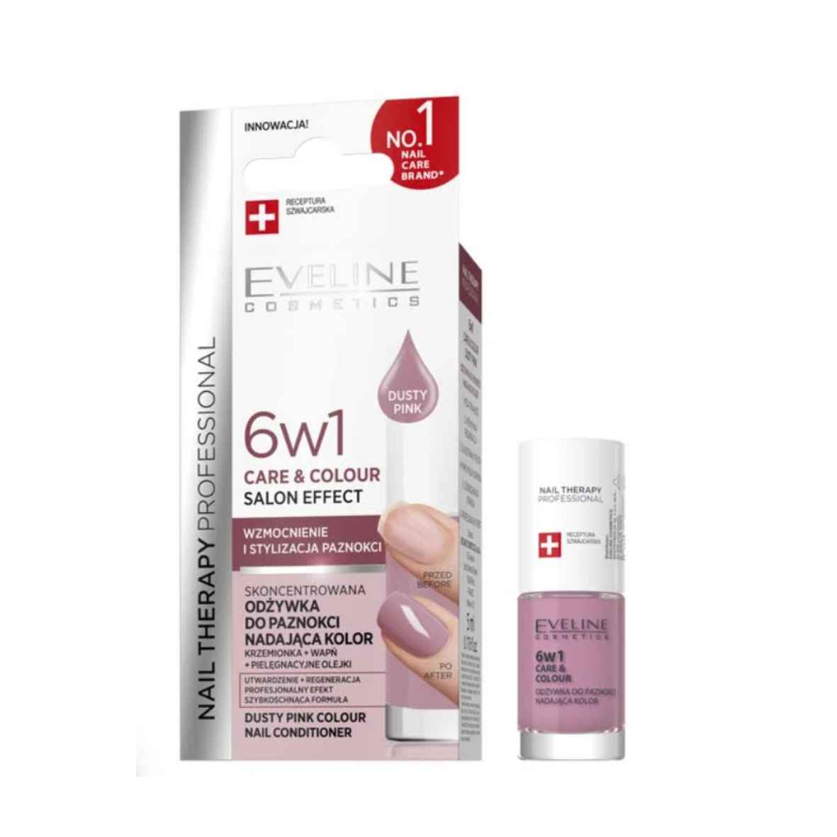 Eveline Nail Therapy 6 in 1 Care and Colour Salon Effect Nail Conditioner 5ml - Dusty Pink